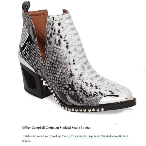 NEW Jeffrey Campbell Optimum Studded Snake Leather Bootie size 8.5 - Picture 1 of 12